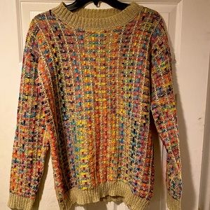 Multicolored plaid drop shoulder sweater